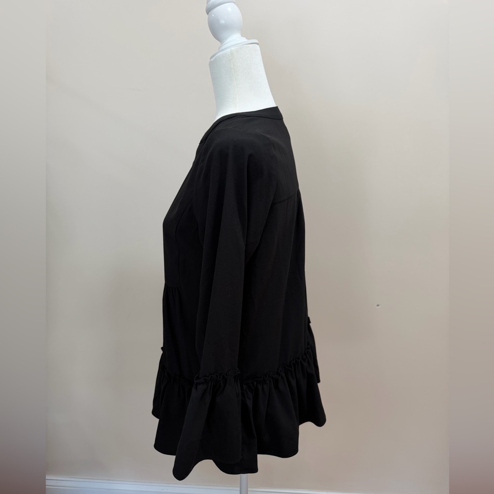 Tuckernuck Pomander Place Black Long Sleeve V Neck Kenzo Top Sz. S - Picture 4 of 6